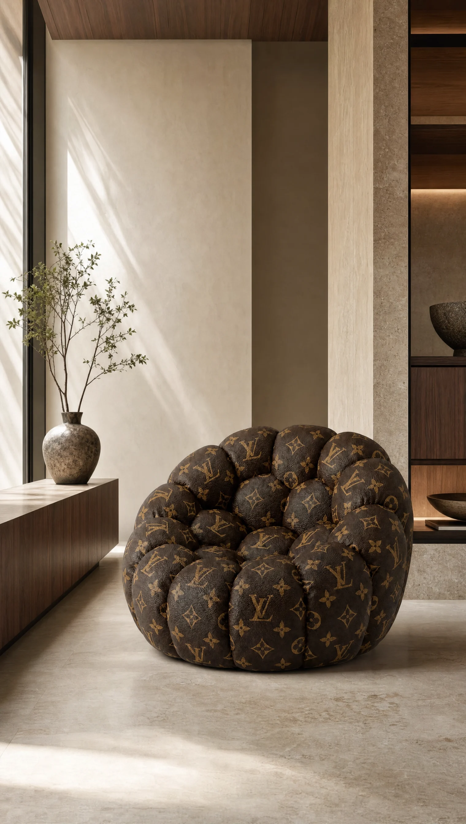 Signature Monogram Brown & gold vertical architectural view