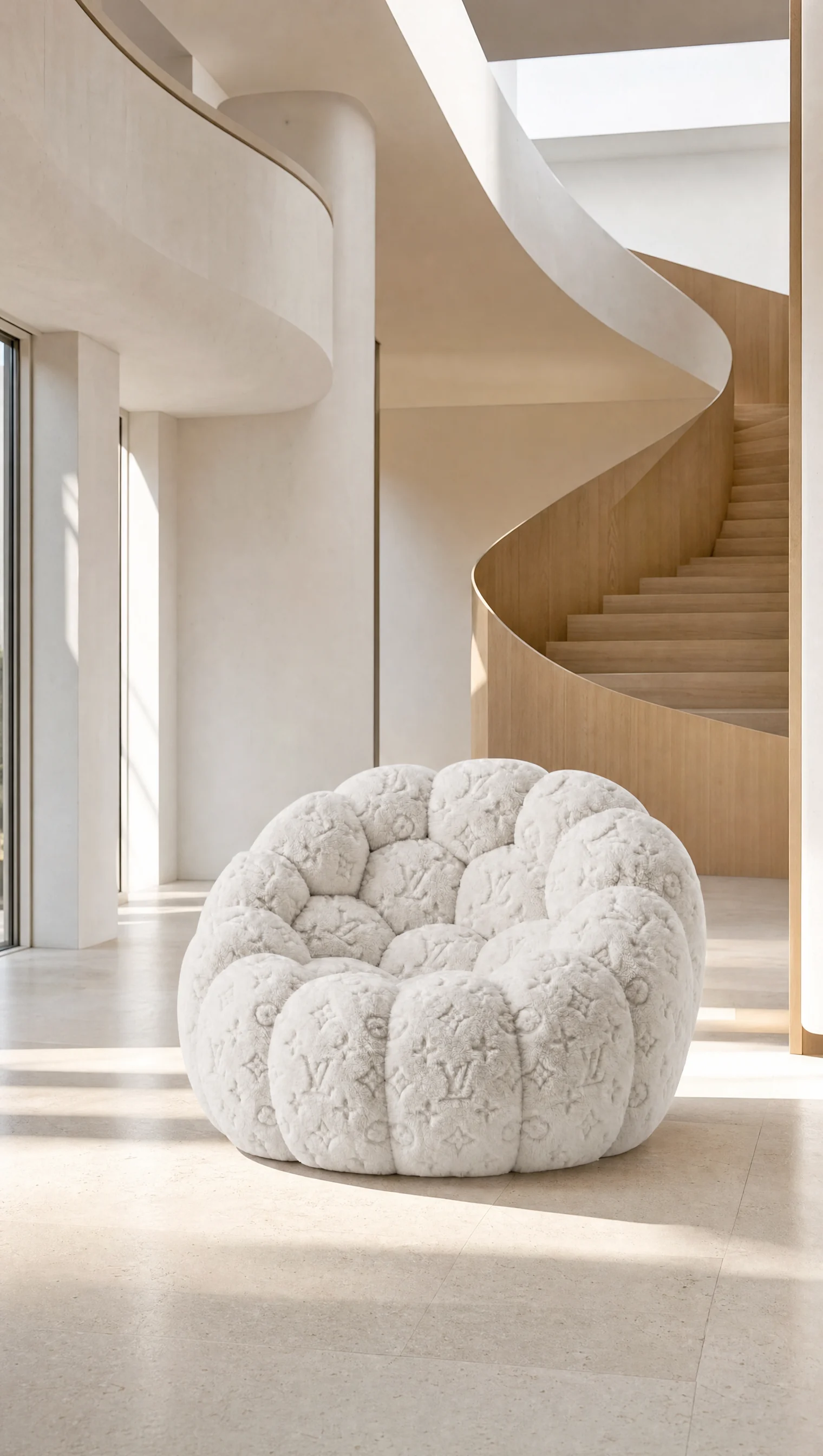 Monogram Lounge interior in white