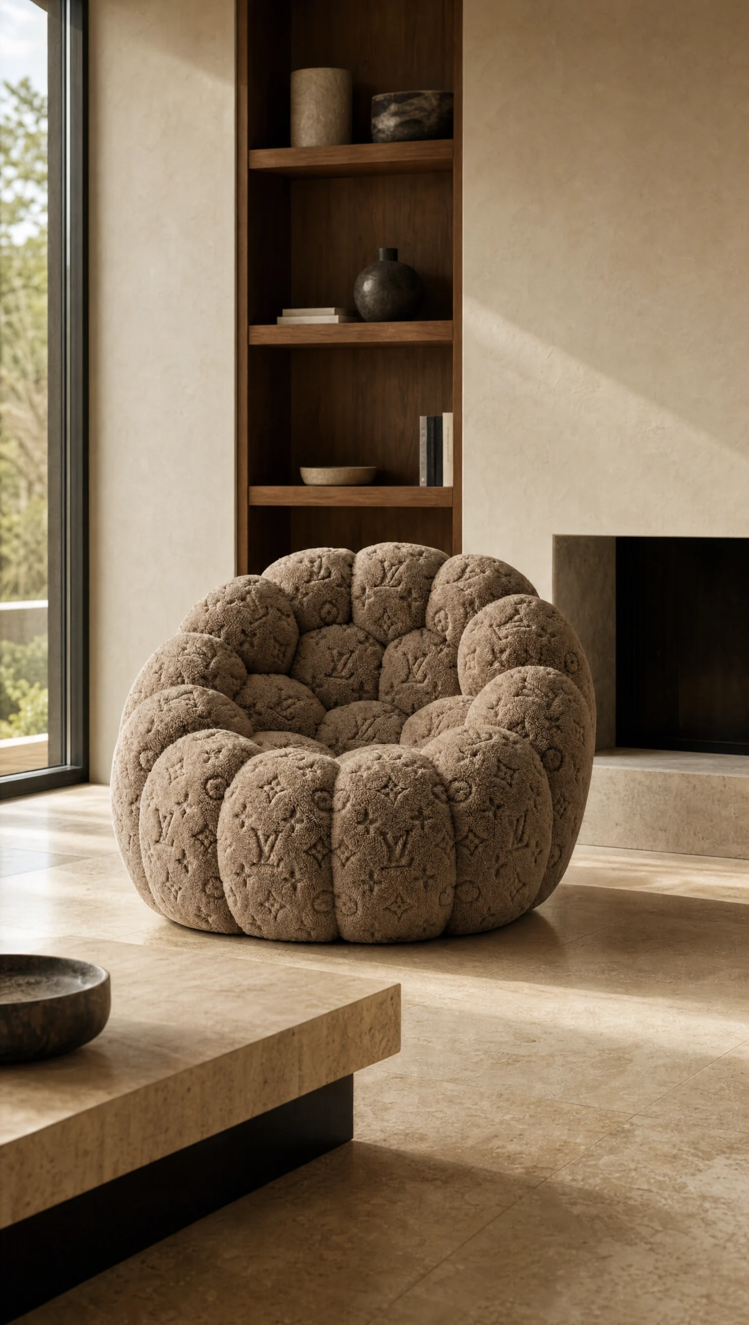 Monogram Lounge interior in brown